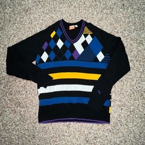 Puma abstract medium thin V neck sweater